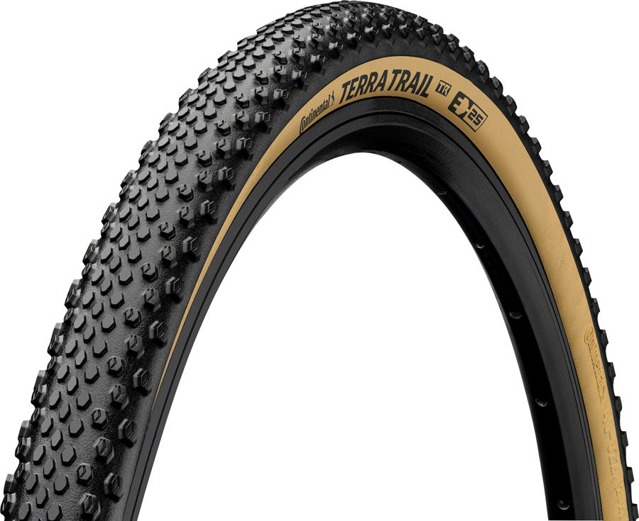 Bicycle tire with 'Terra Trail' branding on a white background