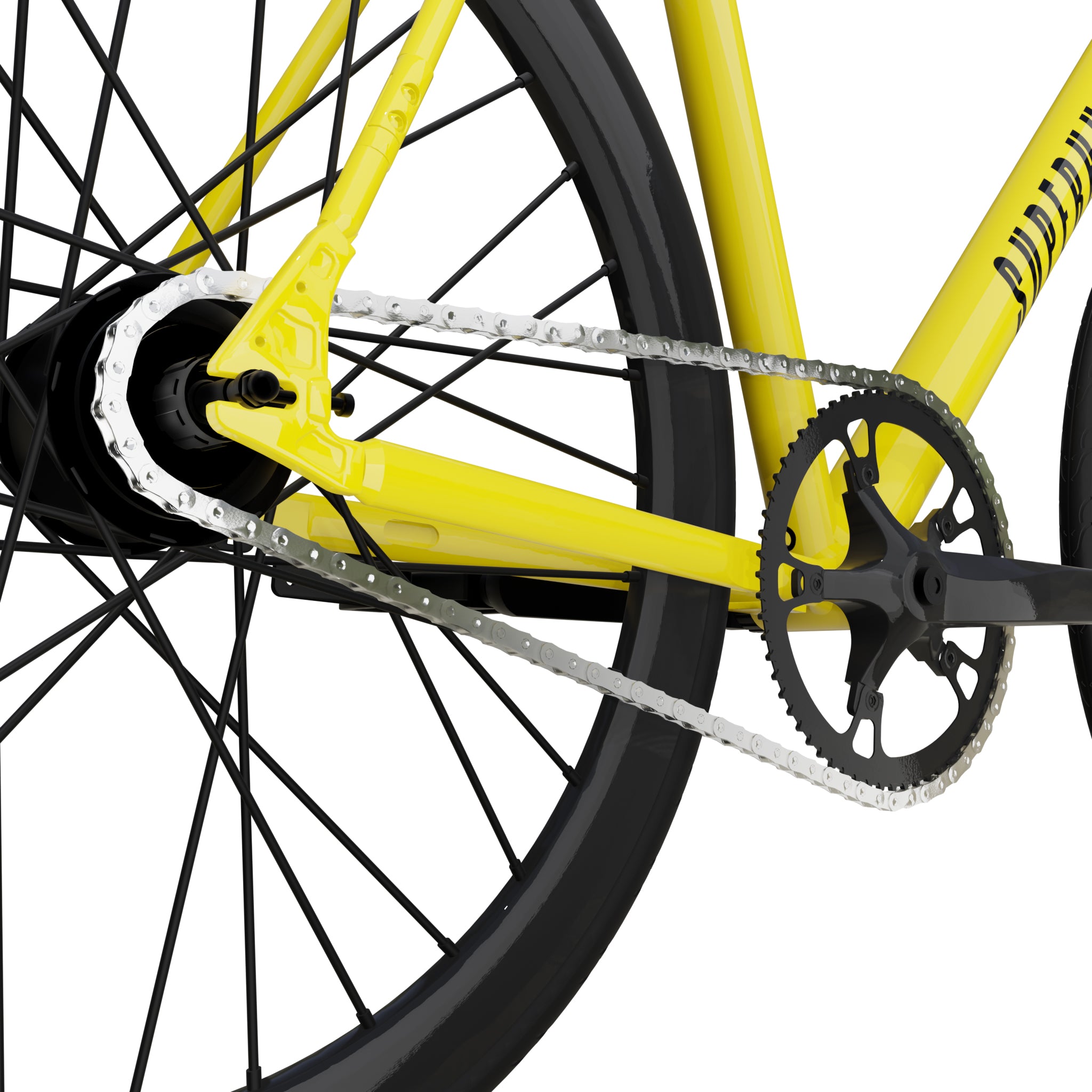 yellow ebike chain close-up