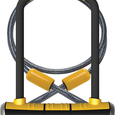 Security - OnGuard PitBull Series U-Lock - 4.5 x 9", Keyed, Black/Yellow, Includes cable and bracket