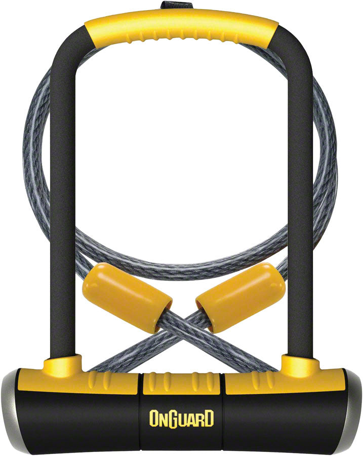 Security - OnGuard PitBull Series U-Lock - 4.5 x 9", Keyed, Black/Yellow, Includes cable and bracket