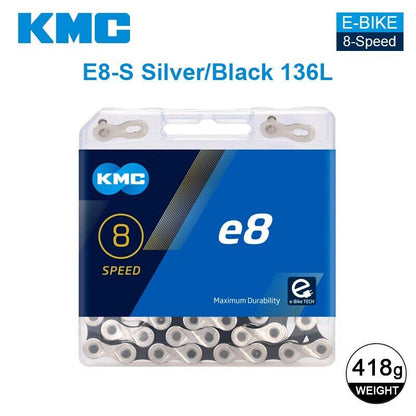 Cadena 9 Velocidades Cadena Para Bicicleta KMC E9 E-Bike - 122 Eslabones, 9 Velocidades, Cromado Platino, Unisex Adulto Cadena Bici Eléctrica Cadena 9 Velocidades Cadena Para Bicicleta KMC E9 E-Bike - 122 Eslabones, 9 Velocidades, Cromado Platino, Unisex Adulto Cadena Bici Eléctrica