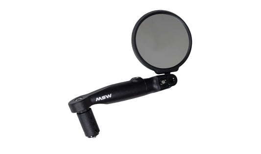 Mirror - MSW Handlebar End Cap Mount- Flat/Drop Bar, HD Glass Lens